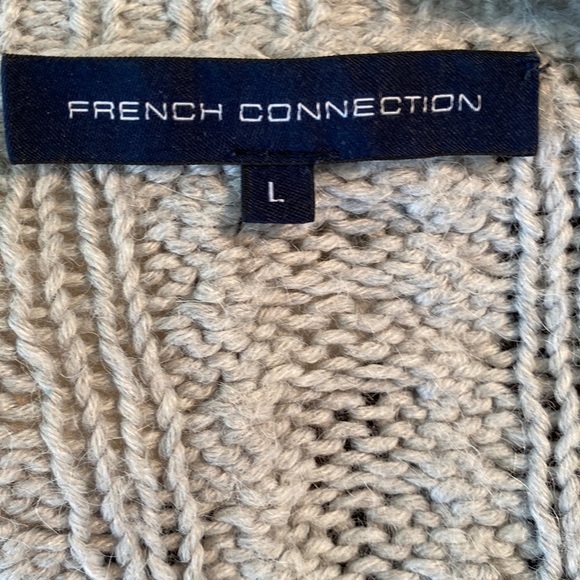 French Connection Alpaca Gray Cable Knit Zip Cardigan - L - Picture 8 of 9